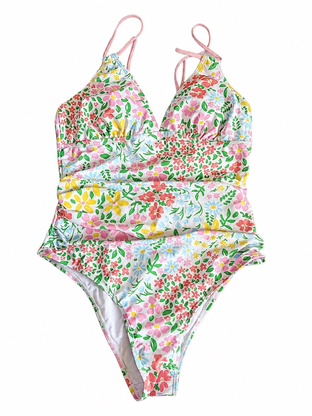 Zaful Pink Floral One-Piece Swimsuit with Double Straps - Picture 2 of 12